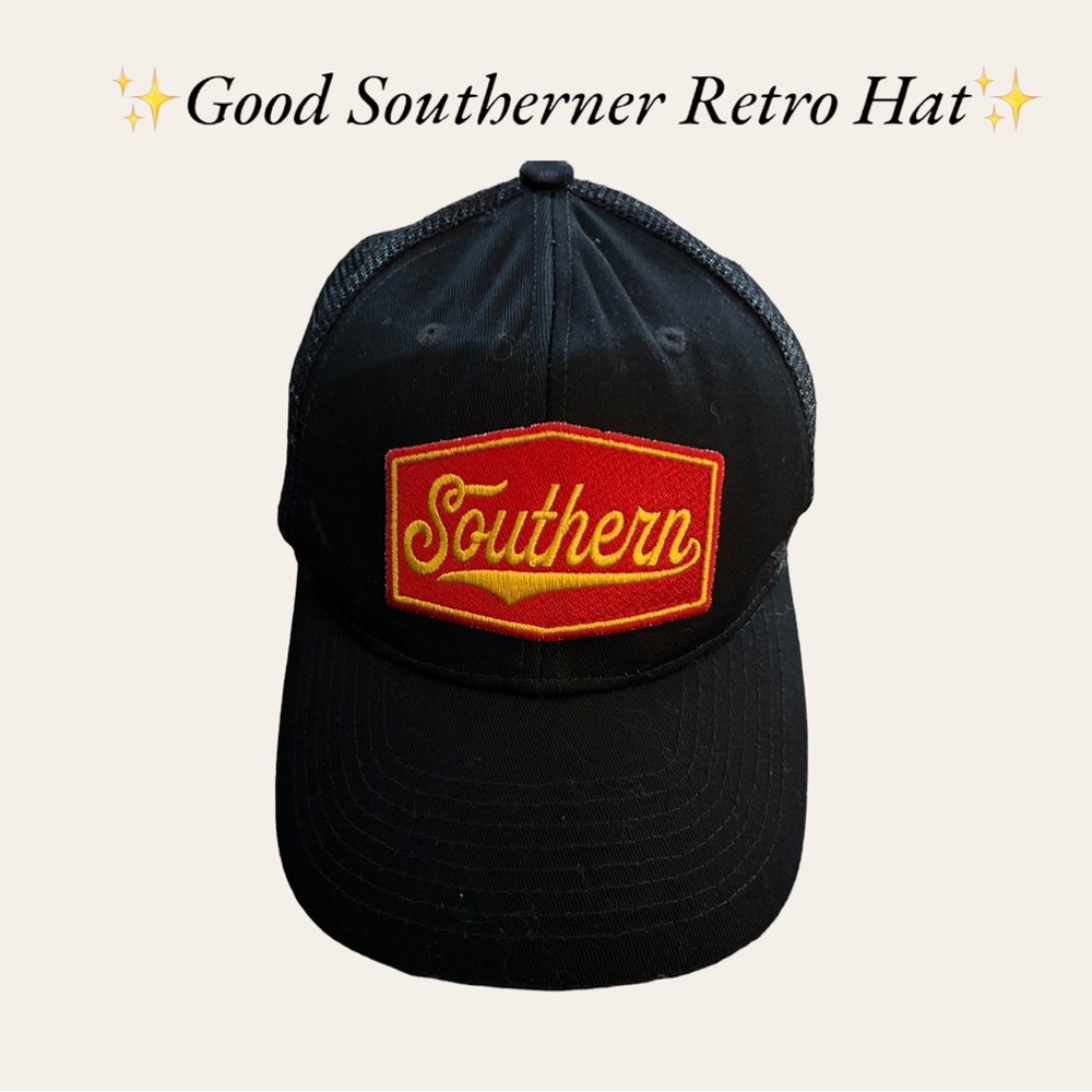 ✨”Southern” Retro Hat by‎ Good Southerner. In Navy Blue, Yellow & Red✨